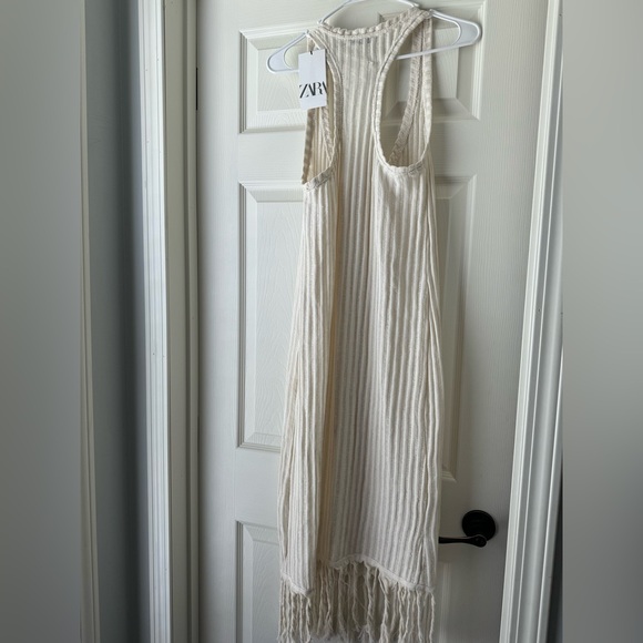 NEW with tags ZARA 2022 ECRU MIDI FRINGE DRESS - Picture 5 of 6